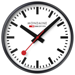 Schwarze Wanduhr, 25 cm, Frontansicht