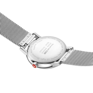 evo2, Edelstahl, 40 mm, MSE.40110.SM, Ansicht des Gehäusebodens mit Mondaine Gravur