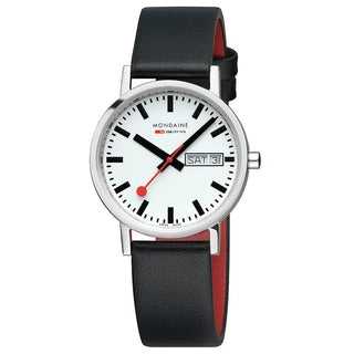 Classic, 36mm, Edelstahl poliert Gehäusematerial and Schwarz Vegan Traubenleder Armband, A667.30314.11SBBV, Frontansicht