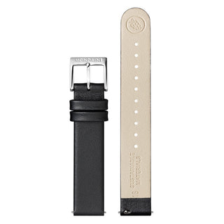 Black vegan grape leather strap, 16mm