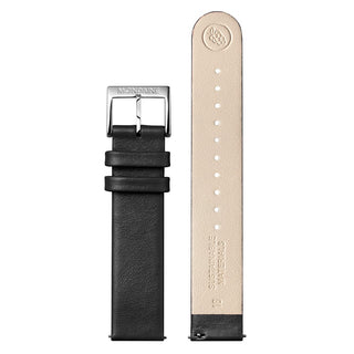 Black vegan grape leather strap, 18mm