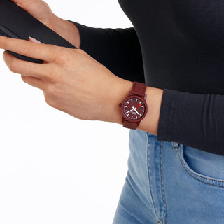 essence, 32mm, Dark Red Cherry sustainable watch, MS1.32130.LC