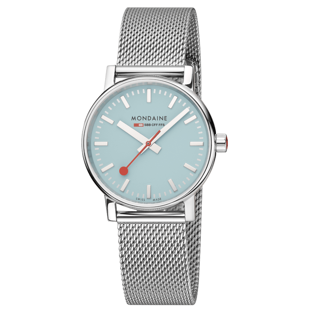 evo2, Turquoise Lake Stainless Steel, 35mm – Mondaine Europe