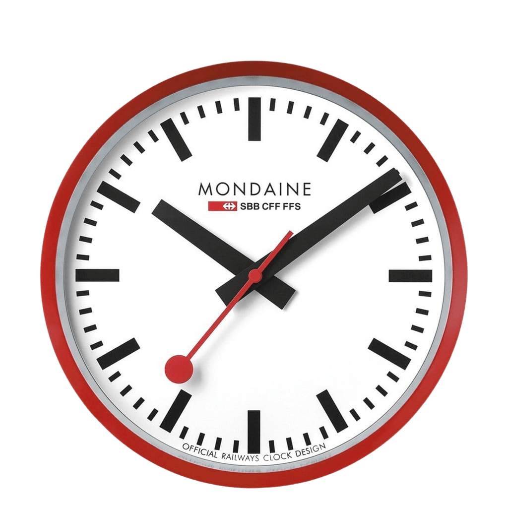 MONDAINE 掛時計 スイス鉄道デザイン　A990.CLOCK.11SBC Wall clock, 25cm, red kitchen clock, A990.CLOCK.11SBC – Mondaine