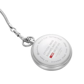 Pocket Watch, Stainless Steel, 48 mm	, Case back view with SBB engraving