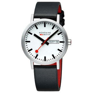 Classic, Schwarzes Veganes Traubenleder, 40 mm	, Frontansicht