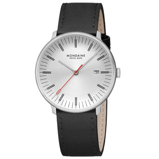 Doppio, Schwarzes Veganes Traubenleder, 41 mm, Frontansicht