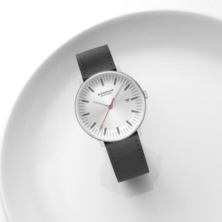 Doppio, Schwarzes Veganes Traubenleder, 41 mm, Frontansicht