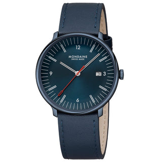 Doppio, Blaues Veganes Apfelleder, 41 mm, Frontansicht