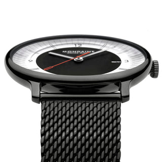 Doppio Mirror Limited Edition, Edelstahl, 41 mm, Detailansicht mit Fokus auf Lünette und Krone