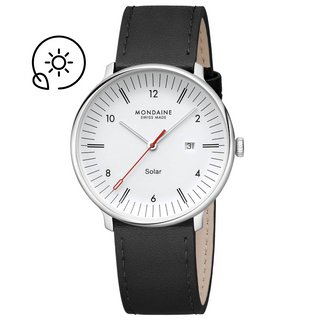 Doppio Solar, Schwarzes Veganes Traubenleder, 41 mm, Frontansicht