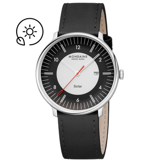 Doppio Solar, Schwarzes Veganes Traubenleder, 41 mm, Frontansicht