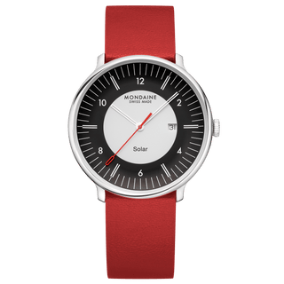 Doppio Solar, Rotes Veganes Traubenleder, 41 mm	, Frontansicht