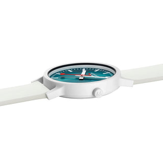 essence Teal Limited Edition, White, 41 mm	, Detailaufnahme mit Fokus auf das Gehäuse und die Krone