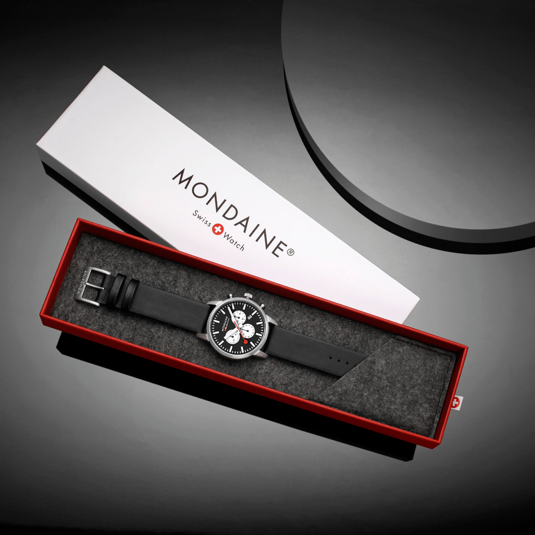 Neo, Black vegan grape leather, 41 mm – Mondaine Europe Neo, Black vegan grape leather, 41 mm – Mondaine Europe