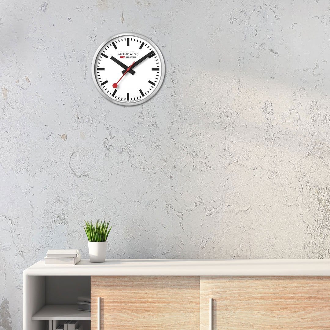 Wall Clock, 40cm, silver kitchen clock,