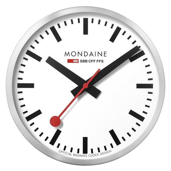 Wall Clock, 40cm, silver kitchen clock, A995.CLOCK.16SBB – Mondaine Europe